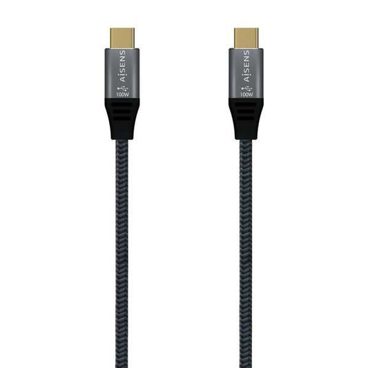 AISENS - Cable USB 3.2 Gen2x2 Aluminio 20Gbps 8K@30Hz 5A 100W E-Mark  Tipo USB-C/M-USB-C/M  Gris  1.0 m