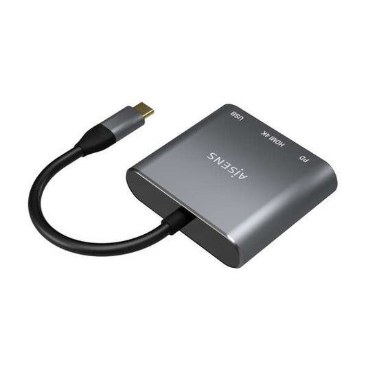 AISENS - Conversor USB-C a HDMI/USB-C/Tipo A USB 3.0  3 en 1  Gris  15cm