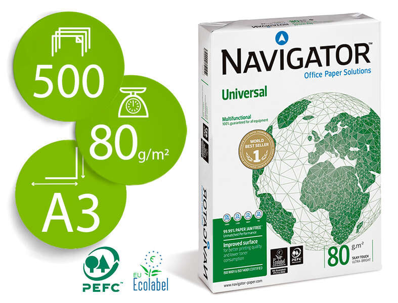 Navigator Papel A3 80gr 297x420mm (500 Hojas) Blanco 5 pieza(s)