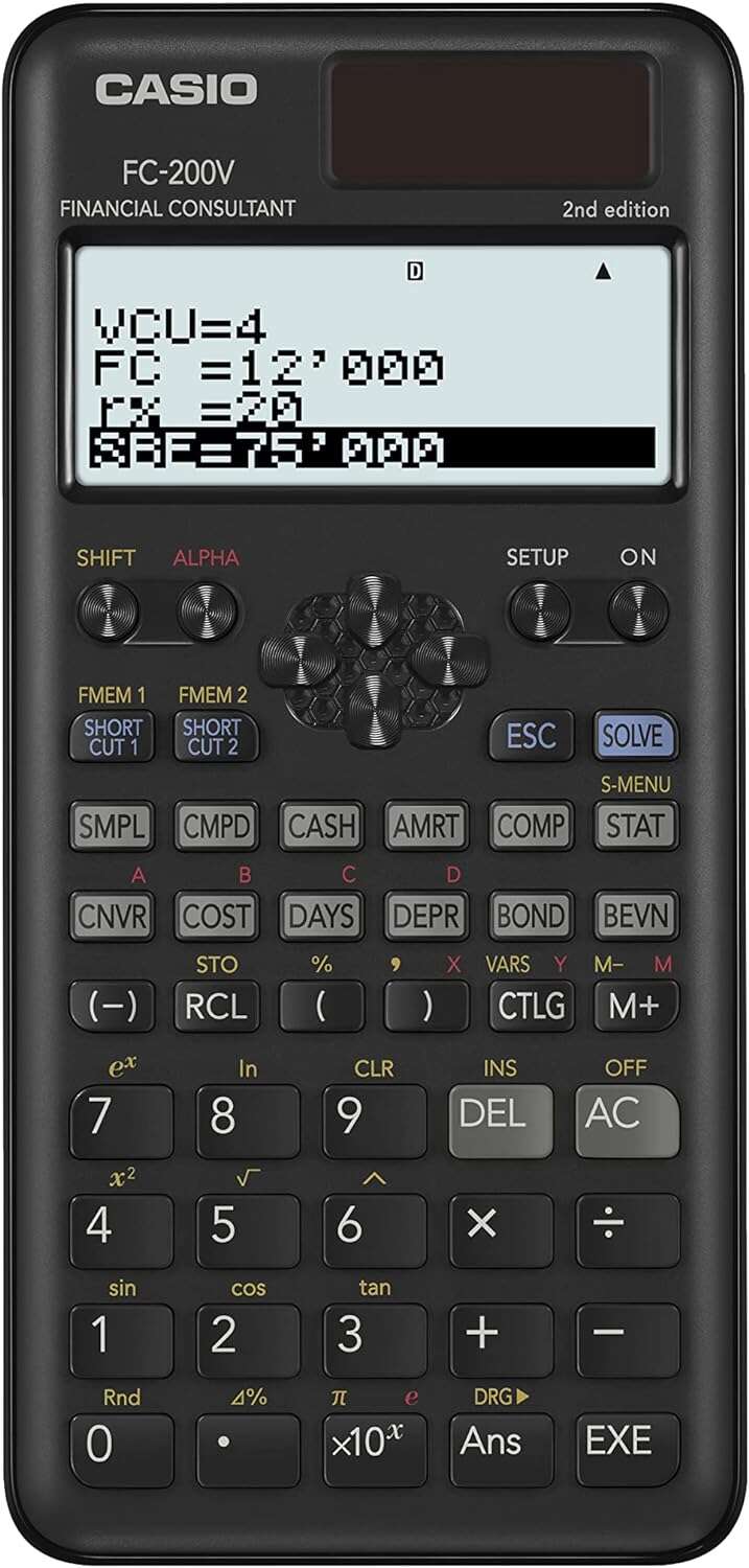 Casio - FC-200V-2 calculadora Escritorio Calculadora financiera Negro