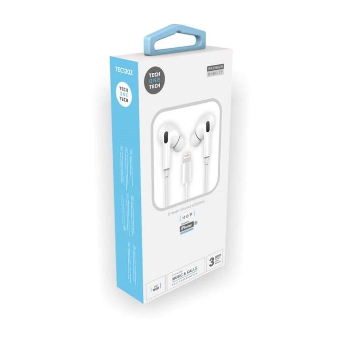 TECH ONE TECH - AURICULARES TECHONE BOTON LIGHTNING BLAN