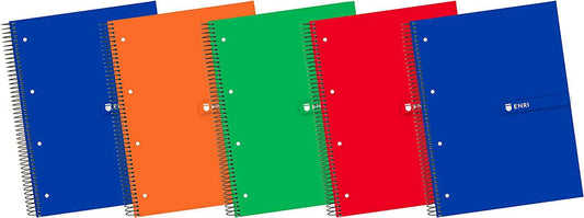 Enri Plus Cuaderno Espiral Formato A4+ Cuadriculado 5x5mm - 120 Hojas + 40 Gratis Microperforadas - Cubierta Extradura - Colores Surtidos 5 pieza(s)