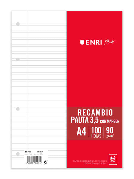 ENRI - 400158921 papel de cuaderno 210 x 297 mm (A4) 100 hojas