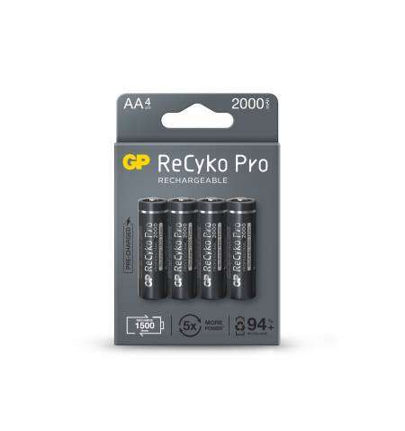 GP ReCyko Pro Pack de 4 Pilas Recargables 2100mAh AA 1.2V - Precargadas - Ciclo de Vida: Hasta 1.500 Veces 1 pieza(s)