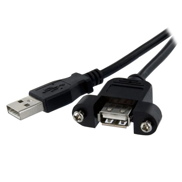 StarTech.com - Cable de 91cm USB 2.0 para Montar Empotrar en Panel - Extensor Macho a Hembra USB A - Negro