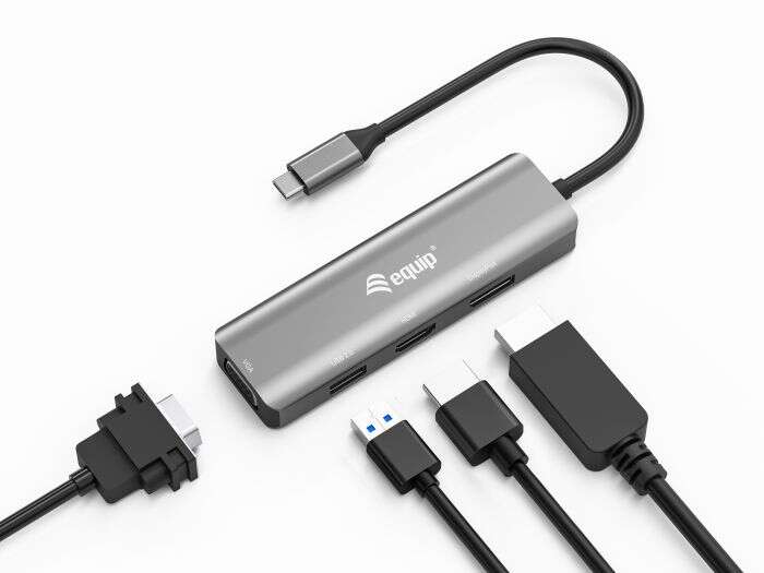 Equip - 133485 Adaptador gráfico USB 3840 x 2160 Pixeles Negro  Plata