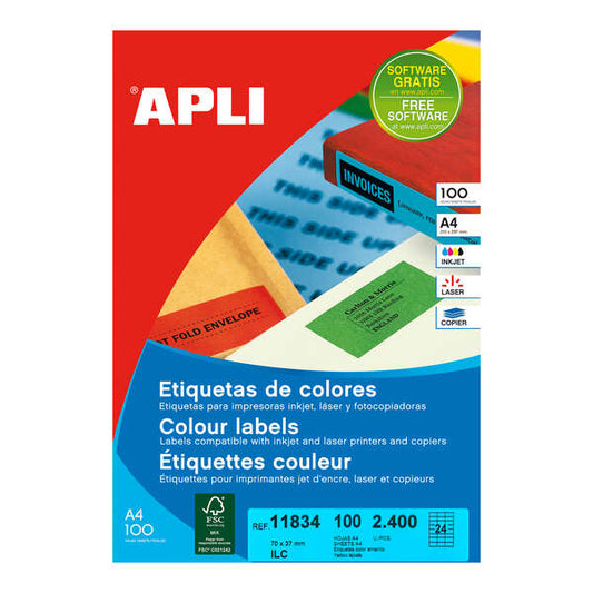 APLI - 11834 etiqueta de impresora Amarillo