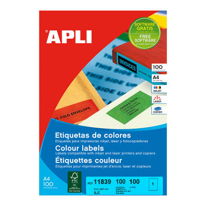 Apli Etiquetas Azules Permanentes 210.0 x 297.0mm 100 Hojas 1 pieza(s)