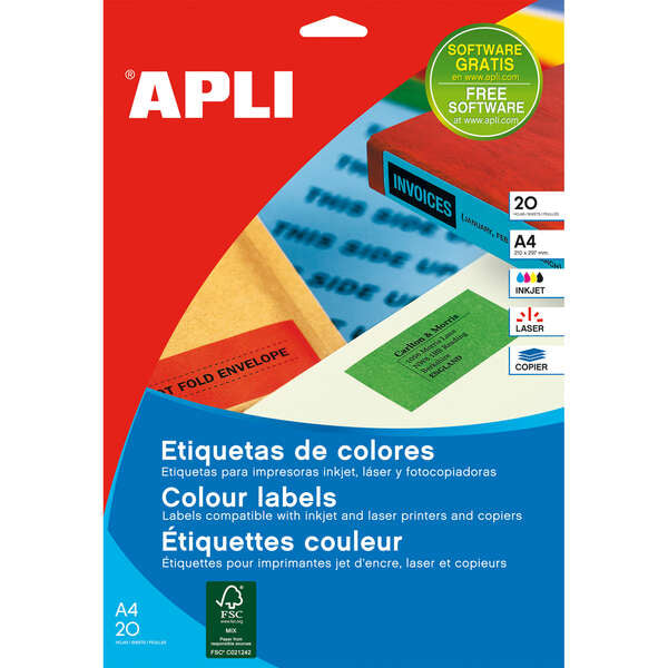 Apli Etiquetas Verdes Permanentes 105.0 x 37.0mm 20 Hojas 1 pieza(s)