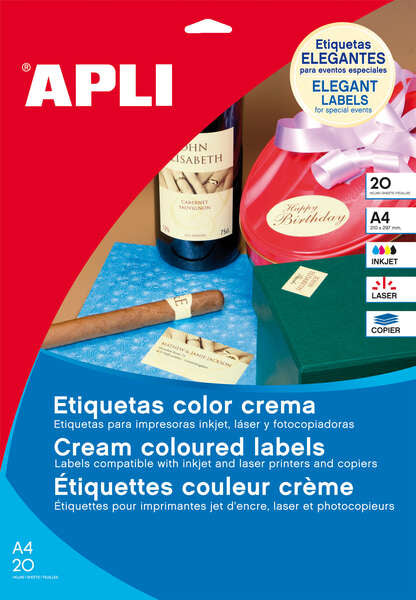 Apli Etiquetas Crema Permanentes 70.0 x 37.0mm 20 Hojas 1 pieza(s)