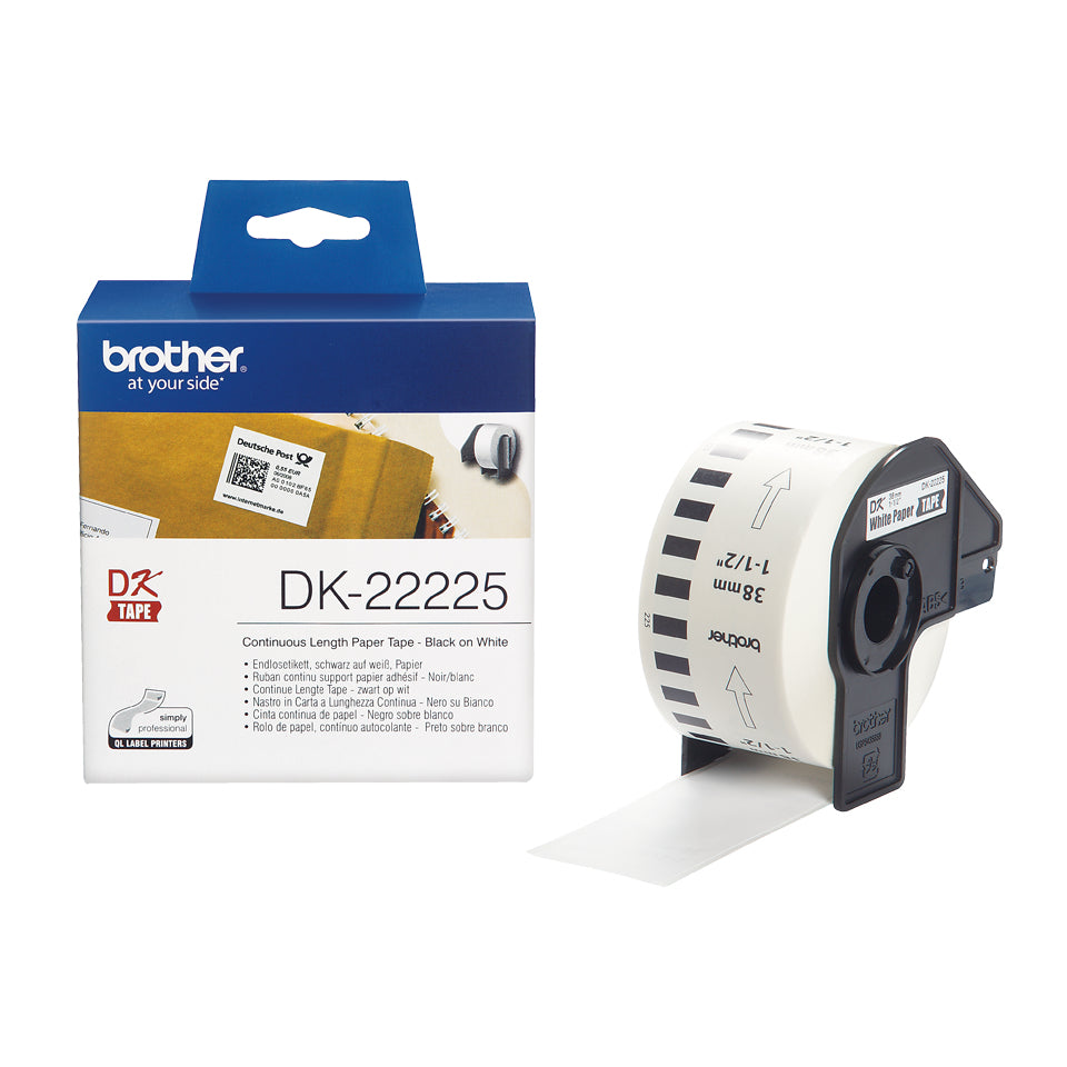 Brother DK-22225 cinta para impresora de etiquetas Negro sobre blanco