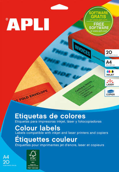 APLI - 12993 etiqueta de impresora Rojo Etiqueta para impresora autoadhesiva