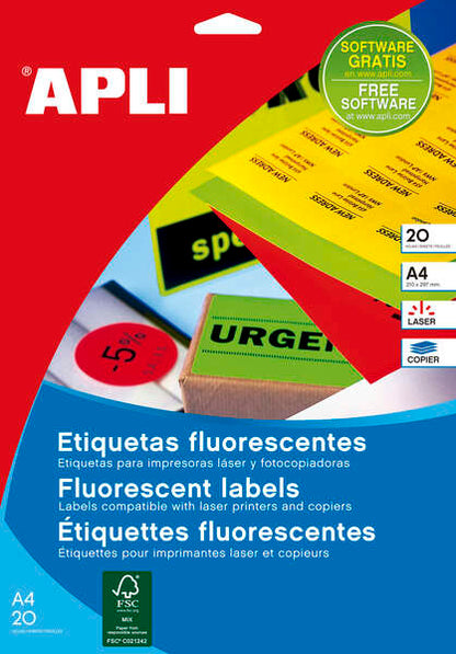 Apli Etiquetas Rojo Fluorescente Permanentes Ø 45.0mm 20 Hojas 1 pieza(s)