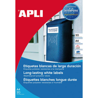 Apli Etiquetas Blancas Resistentes Intemperie 99.1 x 139mm 20 Hojas 1 pieza(s)