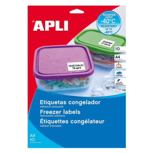 Apli Etiquetas Blancas Especial Congelador 210 x 297mm 10 Hojas 1 pieza(s)