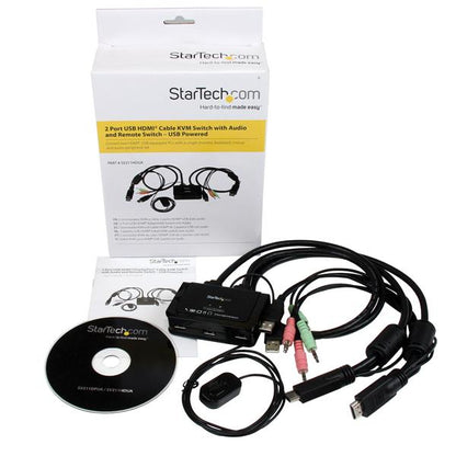 StarTech.com - Conmutador Switch KVM 2 puertos HDMI USB Audio con Cables Integrados - 1080p