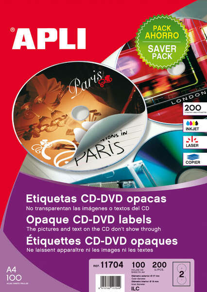 APLI - ETIQ.IMP.APLI 11704 100h A4 CD.OPØ117x18