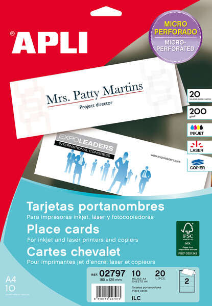 Apli Tarjetas Portanombres Microperforadas 200g 10 Hojas 1 pieza(s)