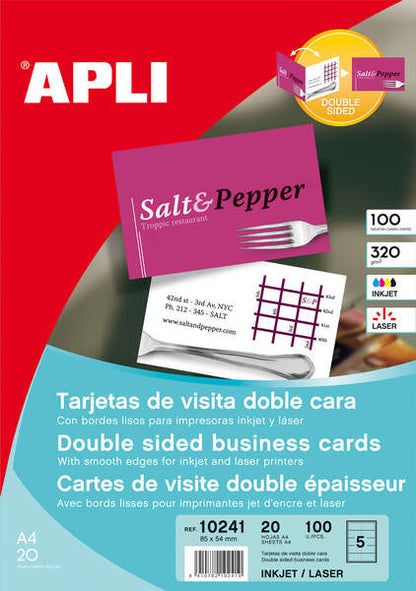 Apli Tarjetas de Visita Doble Cara Mate 320g 20 Hojas 1 pieza(s)