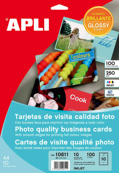 APLI - PAQ. 10 TARJETAS VISITA APLI FOTO 250GR 89X51