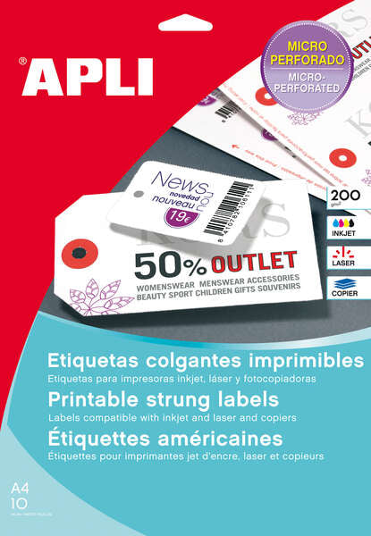 Apli Etiquetas Colgantes Imprimibles 36 x 53mm 10 Hojas 1 pieza(s)