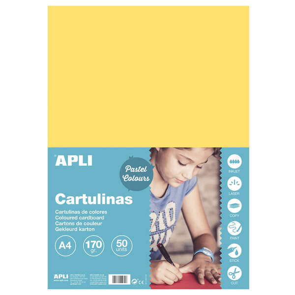 Apli Cartulina Amarillo Claro A4 170g 50 Hojas 1 pieza(s)