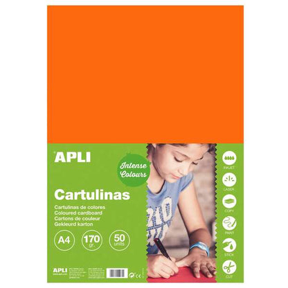 Apli Cartulina Naranja A4 170g 50 Hojas 1 pieza(s)