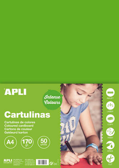 Apli Cartulina Verde Hierba A4 170g 50 Hojas 1 pieza(s)