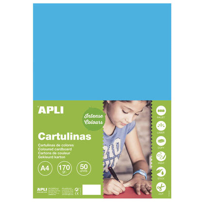 Apli Cartulina Azul Medio A4 170g 50 Hojas 1 pieza(s)