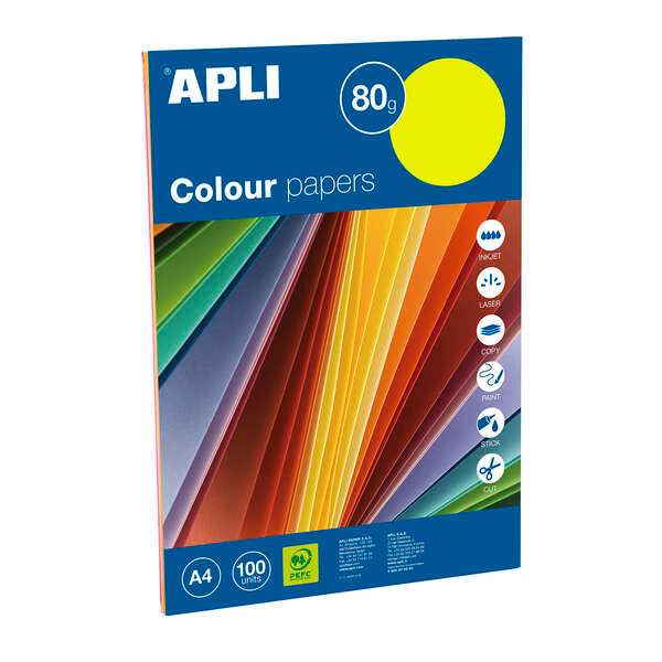 Apli Papel Color Surtido Fluorescente A4 100 Hojas 1 pieza(s)