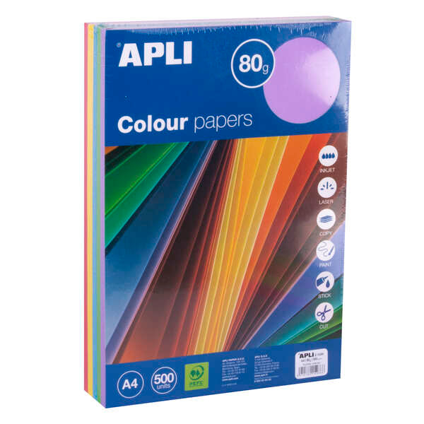 Apli Papel Color Surtido Intenso A4 500 Hojas 1 pieza(s)