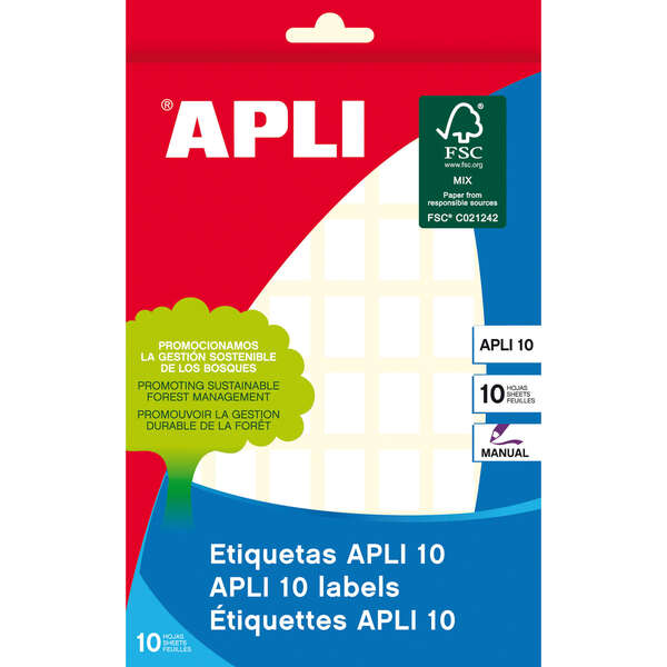 APLI - 01635 etiqueta autoadhesiva Rectángulo Permanente Blanco 560 pieza(s)