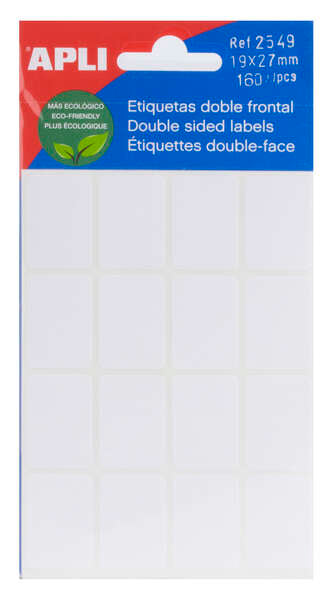 Apli Etiquetas Doble Frontal Blancas 19.0 x 27.0mm 1 pieza(s)