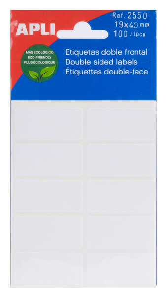 Apli Etiquetas Doble Frontal Blancas 19.0 x 40.0mm 1 pieza(s)