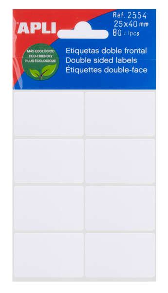 Apli Etiquetas Doble Frontal Blancas 25.0 x 40.0mm 1 pieza(s)