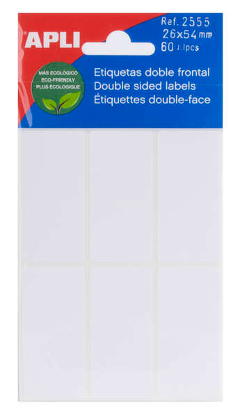 Apli Etiquetas Doble Frontal Blancas 26.0 x 54.0mm 1 pieza(s)