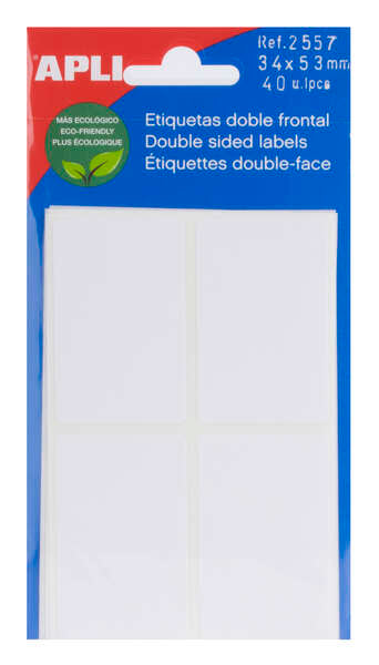 Apli Etiquetas Doble Frontal Blancas 34.0 x 53.0mm 1 pieza(s)