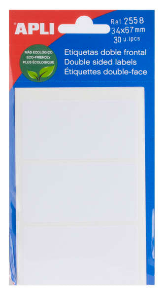 Apli Etiquetas Doble Frontal Blancas 34.0 x 67.0mm 1 pieza(s)