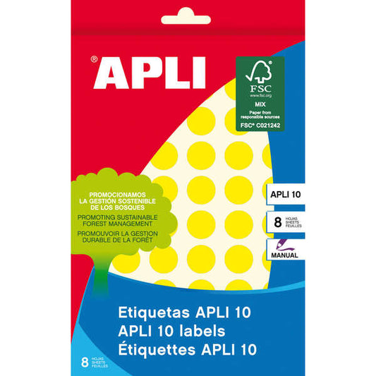 APLI - 02734 etiqueta autoadhesiva Alrededor Permanente Amarillo 616 pieza(s)