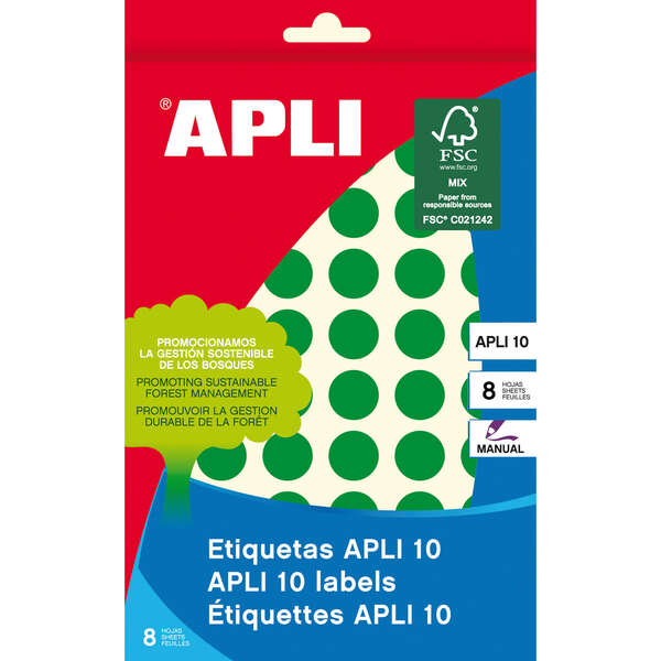 APLI - 02737 etiqueta autoadhesiva Alrededor Permanente Verde 616 pieza(s)