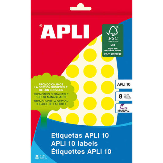 Apli Etiquetas 10 Amarillas Ø 16mm 8 Hojas 1 pieza(s)