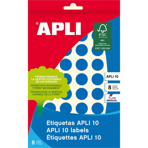 Apli Etiquetas 10 Azules Ø 16mm 8 Hojas 1 pieza(s)