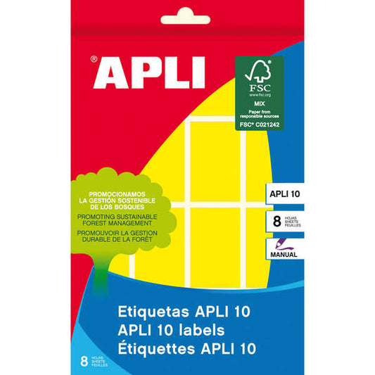 Apli Etiquetas 10 Amarillas 25 x 40mm 8 Hojas 1 pieza(s)