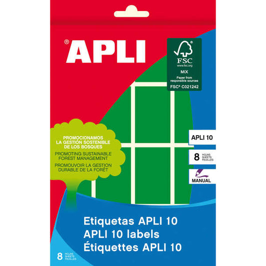 Apli Etiquetas 10 Verdes 25 x 40mm 8 Hojas 1 pieza(s)