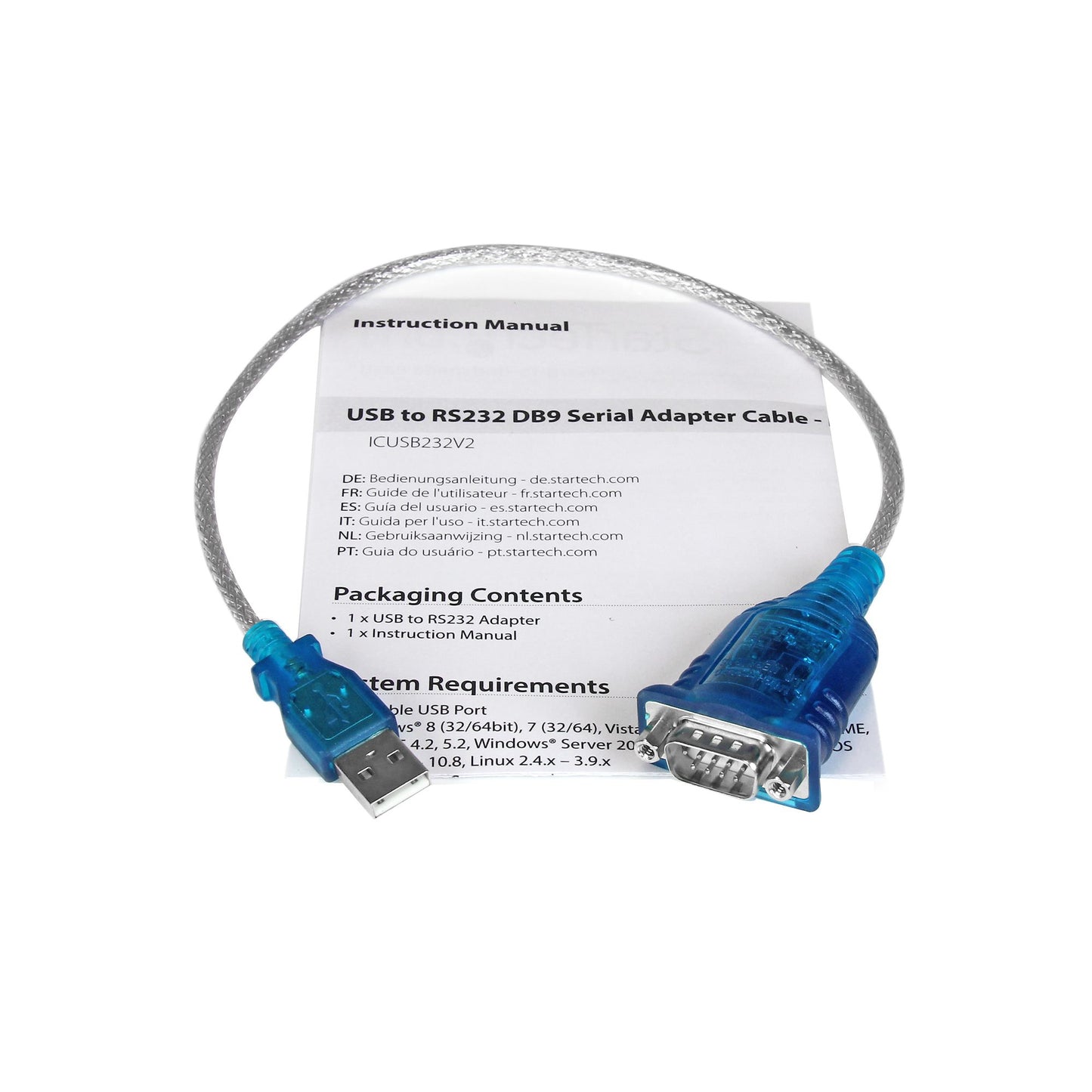 StarTech.com - Cable Adaptador USB a Serie RS232 de 1 Puerto Serial DB9 - Macho a Macho