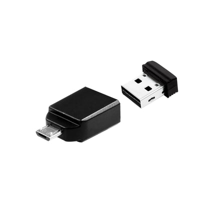 Verbatim - Nano - Unidad USB de 32 GB con adaptador Micro USB - Negro