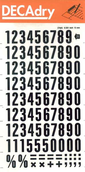 Apli Numeros Transferibles - 15mm - Facil Aplicacion - Negros Intensos - 105 Caracteres - Negro 1 pieza(s)