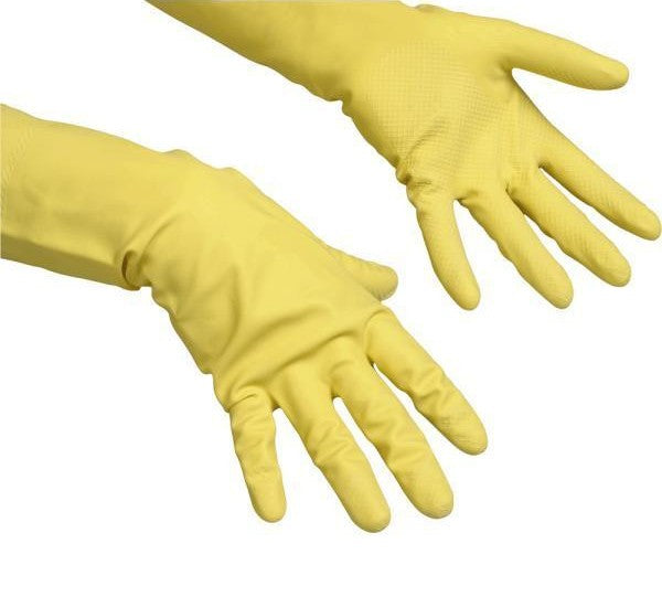 Vileda - 101018 guante de seguridad Guantes de jardinero Amarillo Algodón  Látex