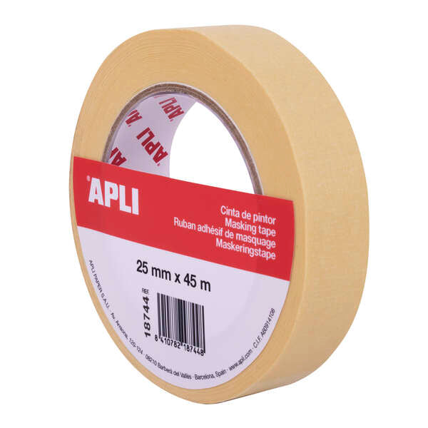 Apli Cinta Pintor 25mm x 45m - Facil de Cortar y Aplicar - Adhesion Fuerte y Duradera - Resistente a la Humedad y a la Abrasion - Azul 1 pieza(s)