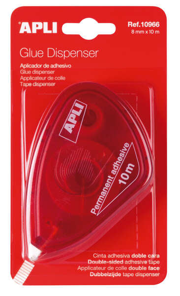 Apli Aplicador Adhesivo Doble Cara 8mm x 10m - Facil de Usar - Adhesivo Fuerte - Ideal para Manualidades y Proyectos Escolares - Transparente 1 pieza(s)